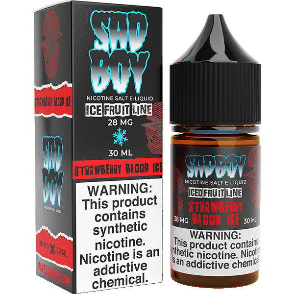 Sadboy Salt Series E-Liquid | 30mL (Salt Nic) | 28mg | Strawberry Blood Ice with packaging