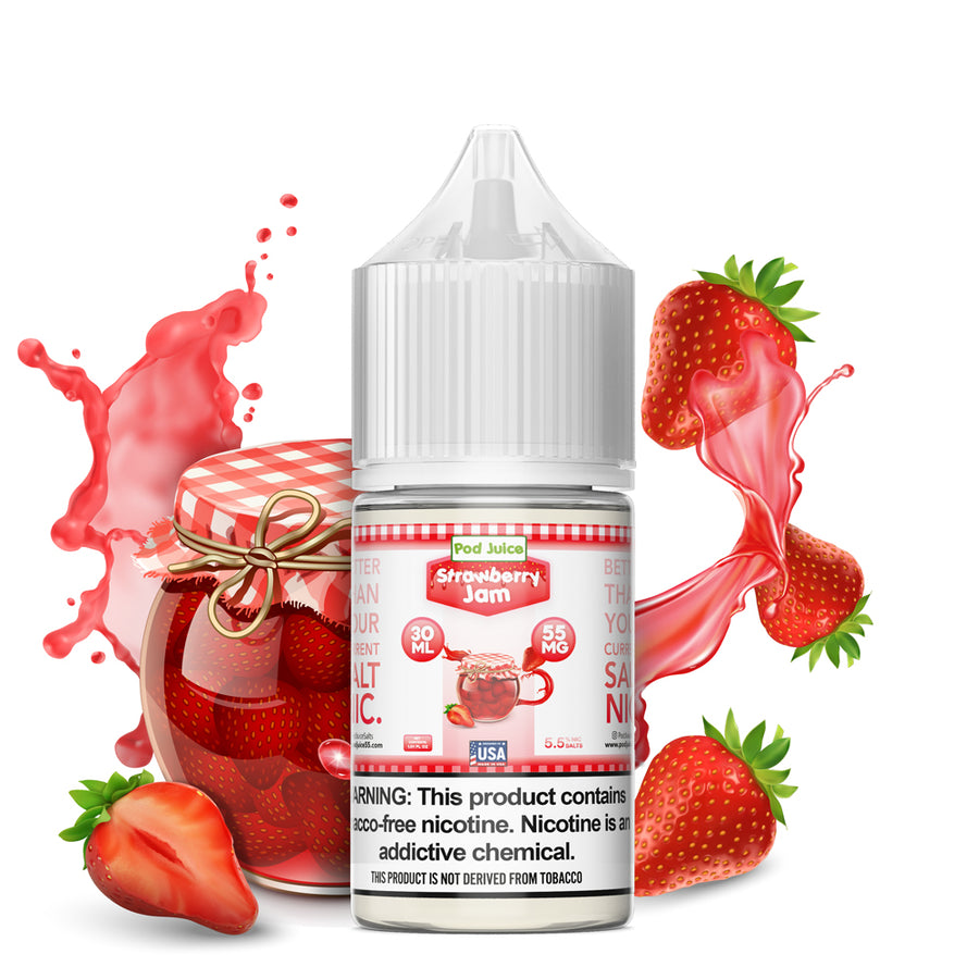 Pod Juice Salt TFN Series E-Liquid | 30mL | 55mg | (Salt Nic) | Strawberrry Jam