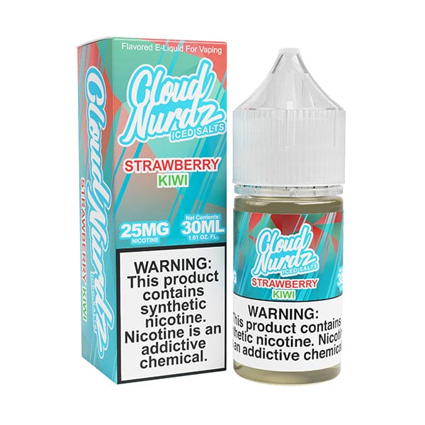 Cloud Nurdz Salt Series E-Liquid 30mL Strawberry  Kiwi Iced with packaging