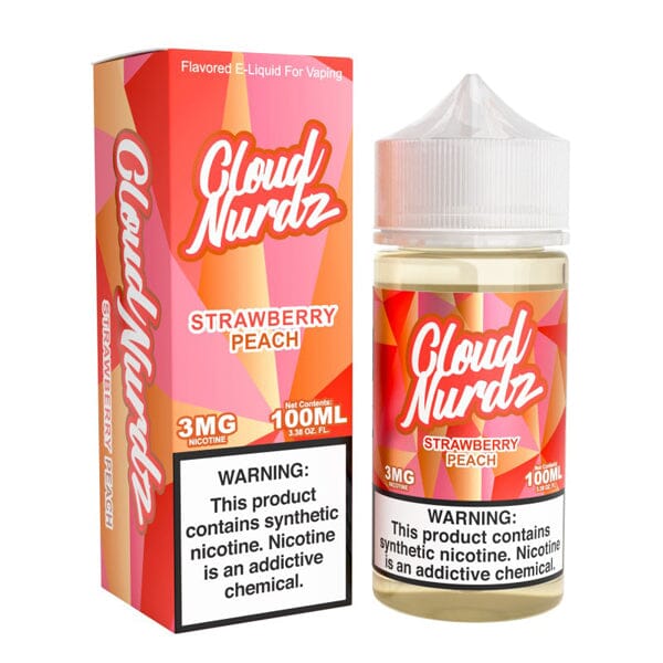 Cloud Nurdz Series E-Liquid 100mL (Freebase) | Strawberry Peach with packaging