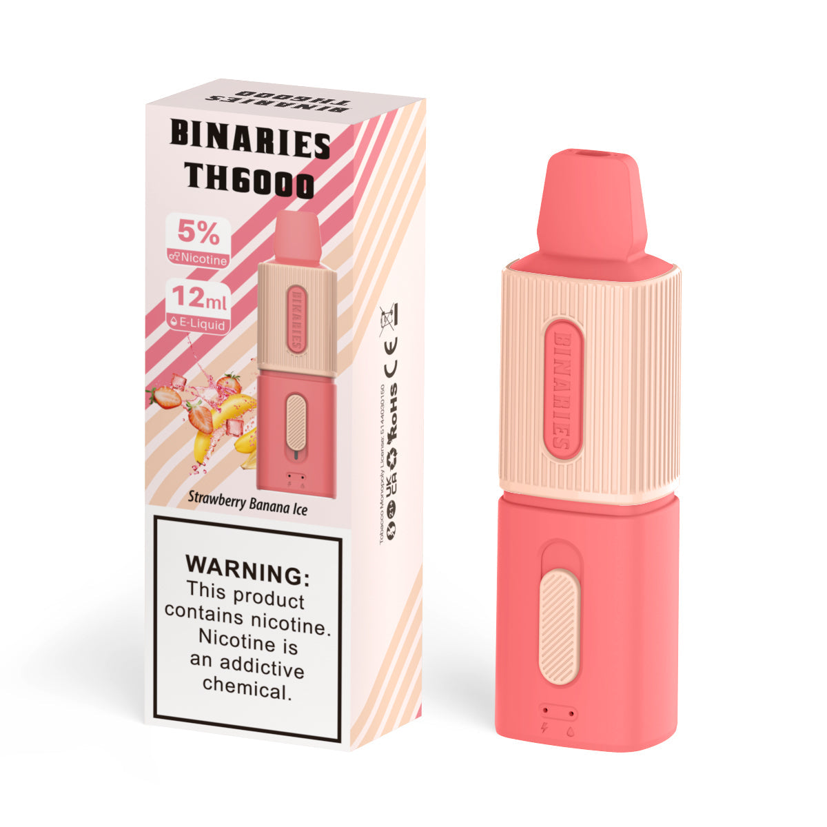 HorizonTech Binaries Cabin Disposable TH 6000 Puffs 12mL 50mg | MOQ 10 Strawberry Banana Ice with Packaging 