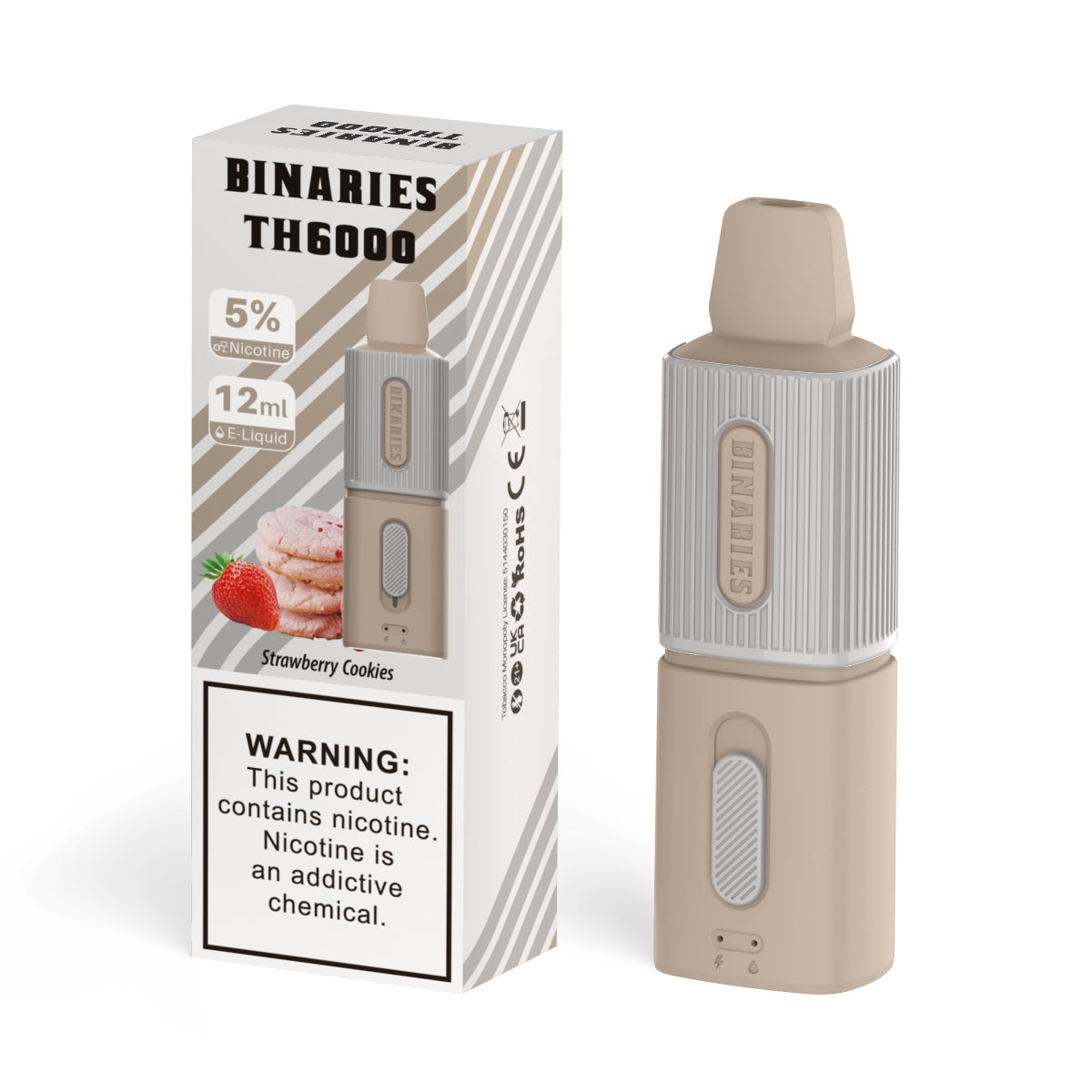 HorizonTech Binaries Cabin Disposable TH 6000 Puffs 12mL 50mg | MOQ 10 Strawberry Cookies with Packaging 