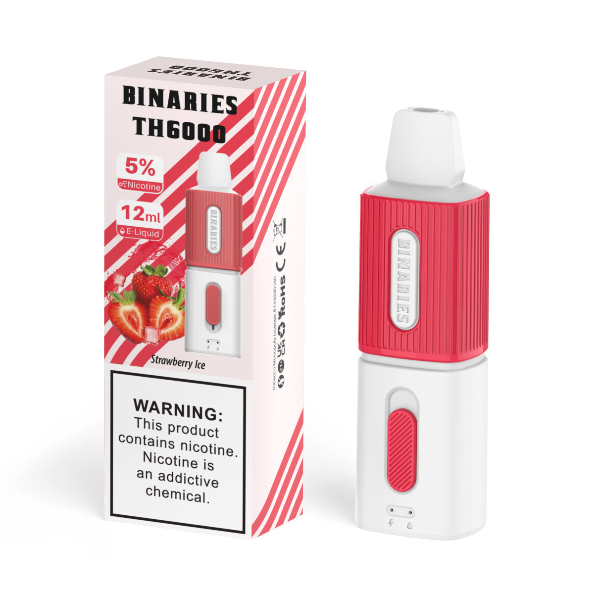 HorizonTech Binaries Cabin Disposable TH 6000 Puffs 12mL 50mg | MOQ 10 Strawberry Ice with Packaging 