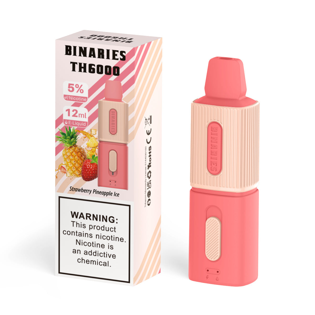 HorizonTech Binaries Cabin Disposable TH 6000 Puffs 12mL 50mg | MOQ 10 Strawberry Pineapple Ice with Packaging 