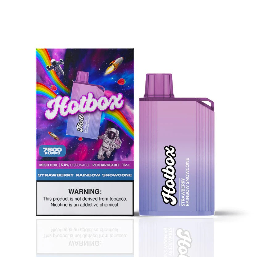 Puff HotBox Disposable | 7500 puffs | 16mL | MOQ 10pc | Strawberry Rainbow Snowcone with Packaging