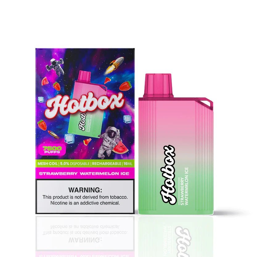 Puff HotBox Disposable 7500 puffs 16mL 50mg | MOQ 10pc | Strawberry Watermelon Ice with Packaging