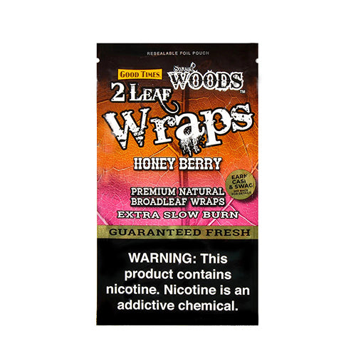 Sweet Woods Good Times Leaf Wraps 2-Pack (30ct Display Box) | Honey Berry with Packaging