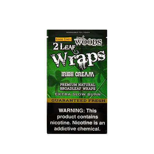 Sweet Woods Good Times Leaf Wraps 2-Pack (30ct Display Box) | Irish Cream with Packaging