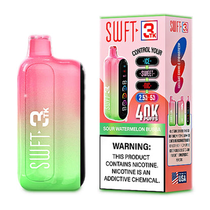 SWFT 3TK (Dispo) | 40000Puff | 24mL | Nic + Sweet + Ice Control | Sour Watermelon Bubba with packaging