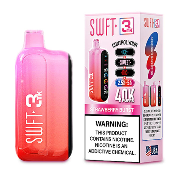 SWFT 3TK (Dispo) | 40000Puff | 24mL | Nic + Sweet + Ice Control | Strawberry  Burst with packaging