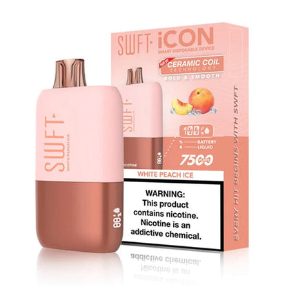 SWFT Icon Disposable | 7500 Puffs | 17mL | 50Mg | MOQ 10 | White Peach Ice with Packaging