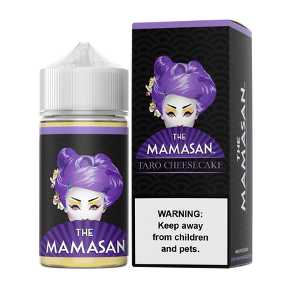 The Mamasan Series E-Liquid 60mL Taro Cheesecake with packaging
