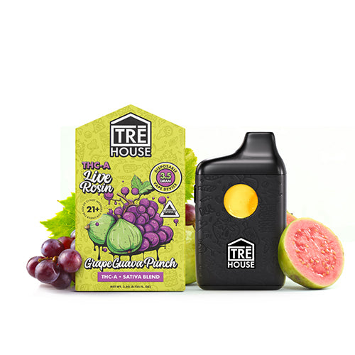 Tre House THC-A Disposable (3.5g) | Grape Guava Punch with Packaging