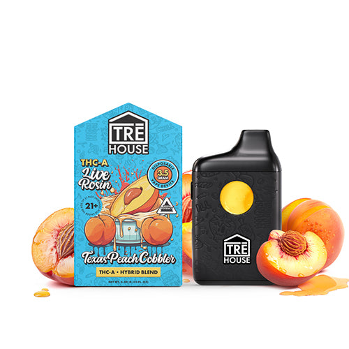 Tre House THC-A Disposable (3.5g) | Texas Peach Cobbler with Packaging