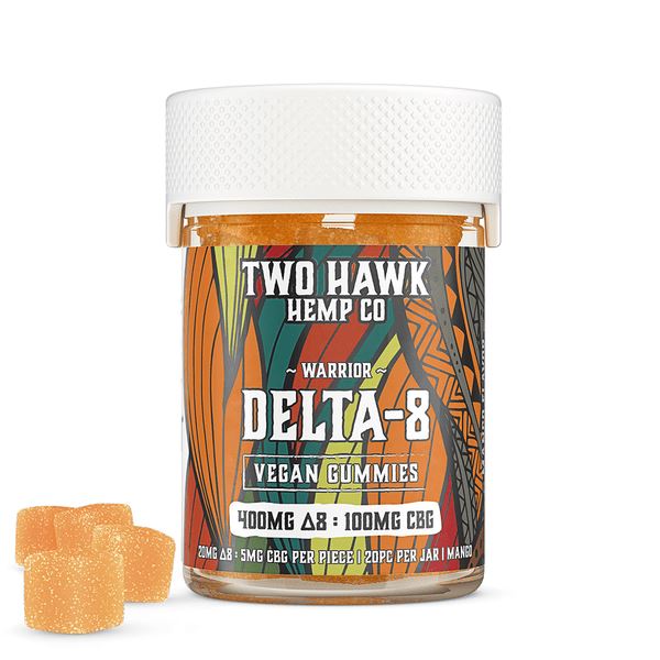 Two Hawk Hemp - Vegan D8 + CBG Gummies | 400mg - "Warrior" Mango