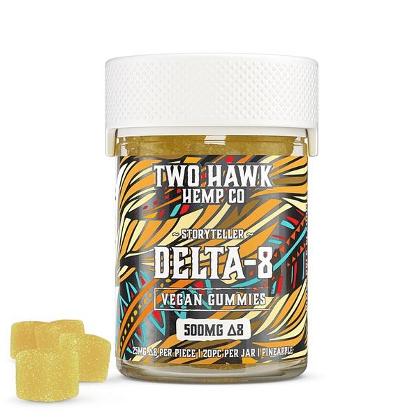 Two Hawk Hemp - Vegan D8 Gummies | 500mg - "Storyteller" Pineapple