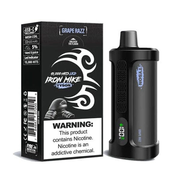 Tyson 2.0 Iron Mike Disposable 15000 Puffs 14mL 50mg MOQ 5 | Grape Razz with Packaging
