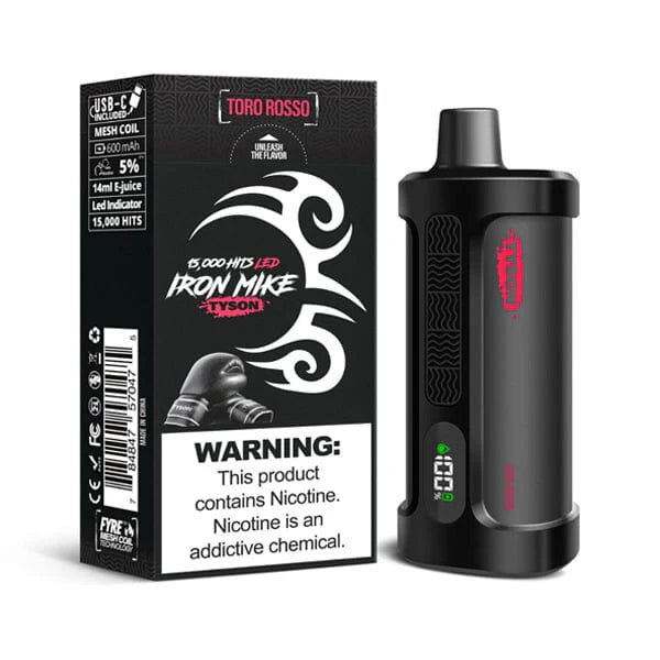 Tyson 2.0 Iron Mike Disposable 15000 Puffs 14mL 50mg MOQ 5 | Toro Rosso with Packaging