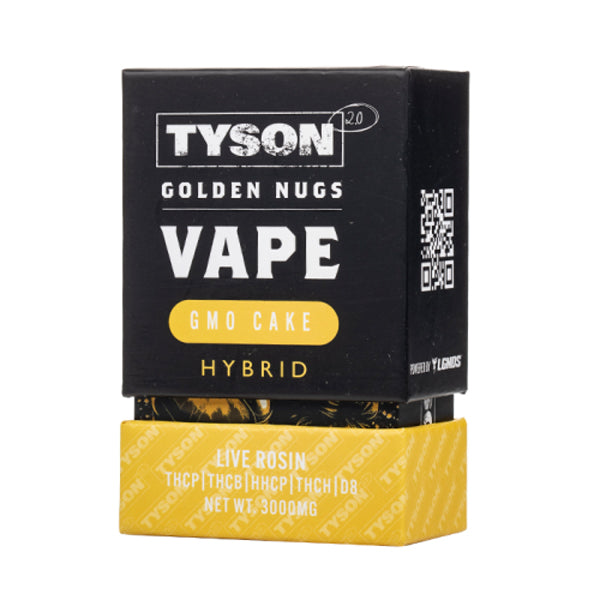 Tyson 2.0 Golden Nugs Vape Live Rosin Disposable (3g) | GMO Cake with Packaging