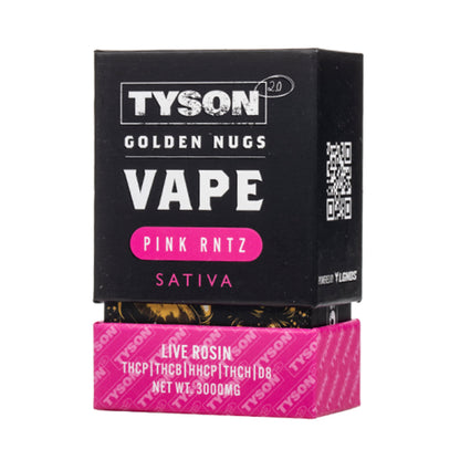 Tyson 2.0 Golden Nugs Vape Live Rosin Disposable (3g) | Pink Rntz with Packaging