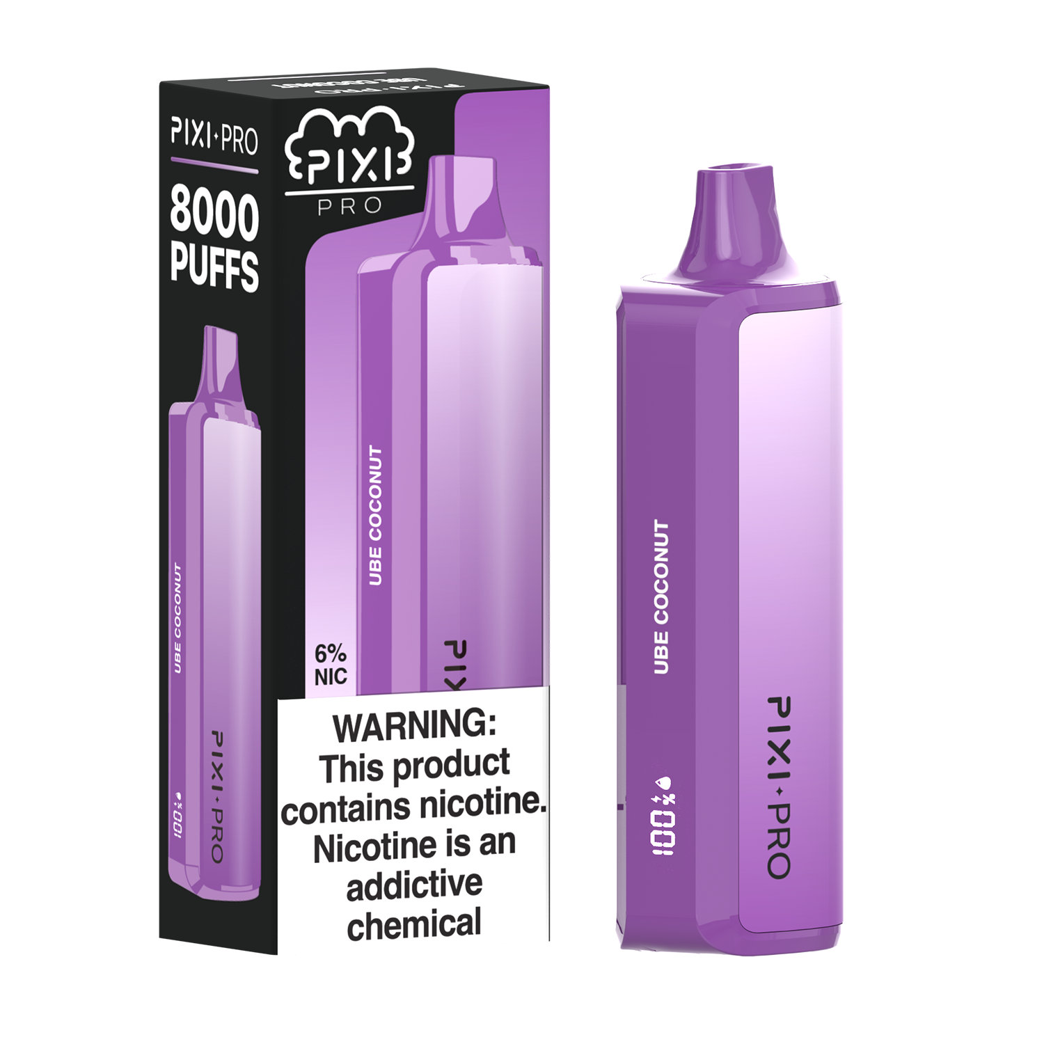 Pixi Pro Disposable | 8000 puffs | 14mL | 60Mg | MOQ 10pc | Ube Coconut with packaging