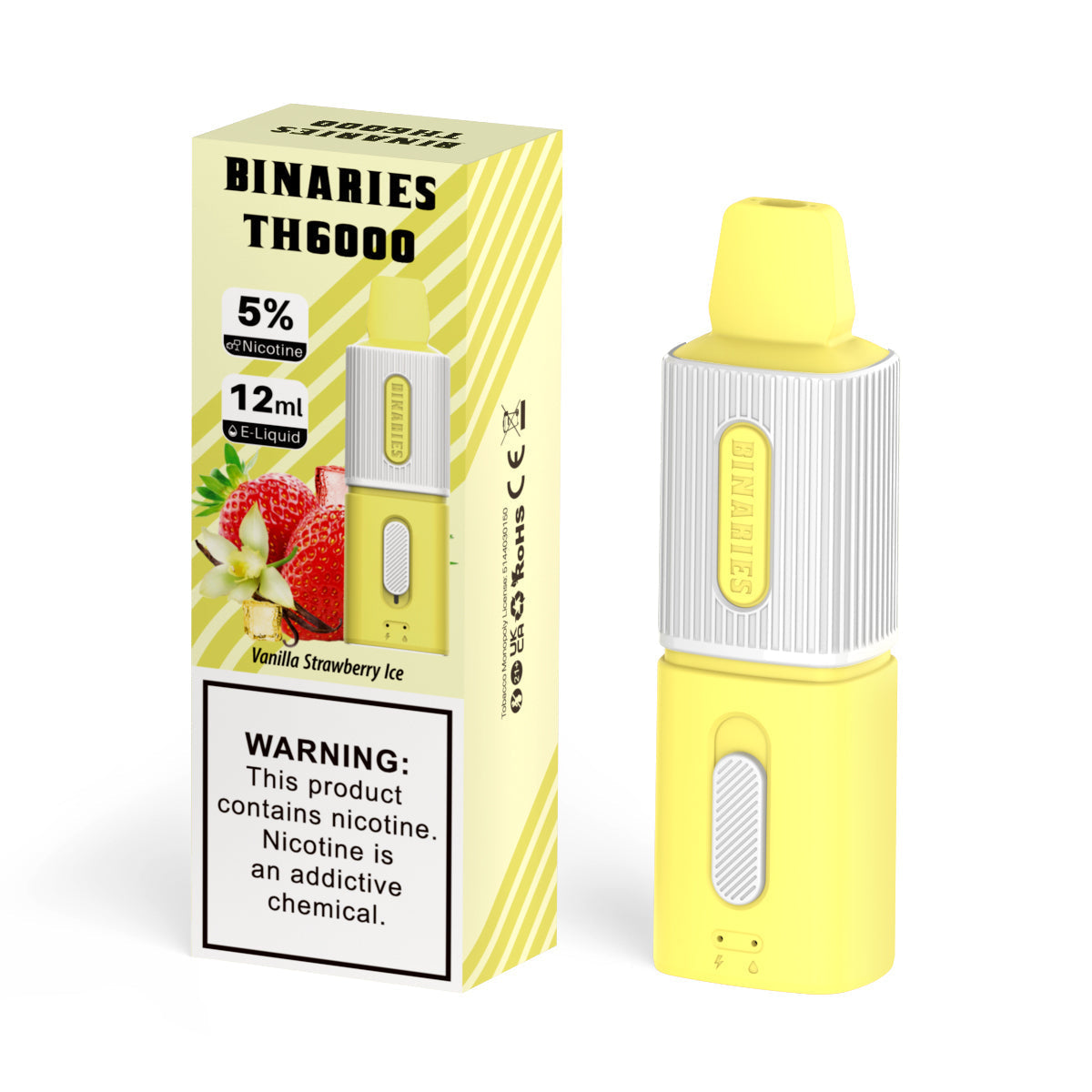 HorizonTech Binaries Cabin Disposable TH 6000 Puffs 12mL 50mg | MOQ 10 Vanilla Strawberry Ice with Packaging 