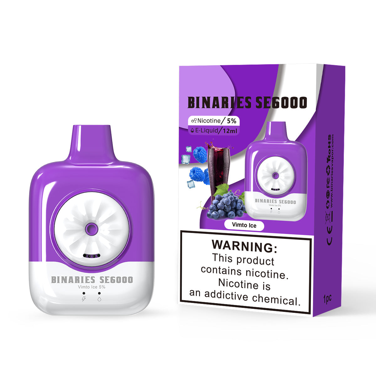 HorizonTech Binaries Cabin Disposable SE | 6000 Puffs | 12mL | 50mg | MOQ 10 | Vimto Ice  with Packaging