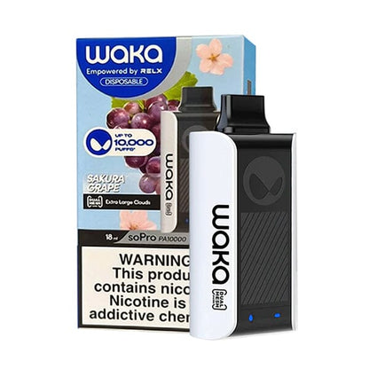 WAKA SoPro PA10000 Disposable by RELX | 10000 Puffs | 18mL | 30mg | MOQ 10 | Sakura Grape with Packaging