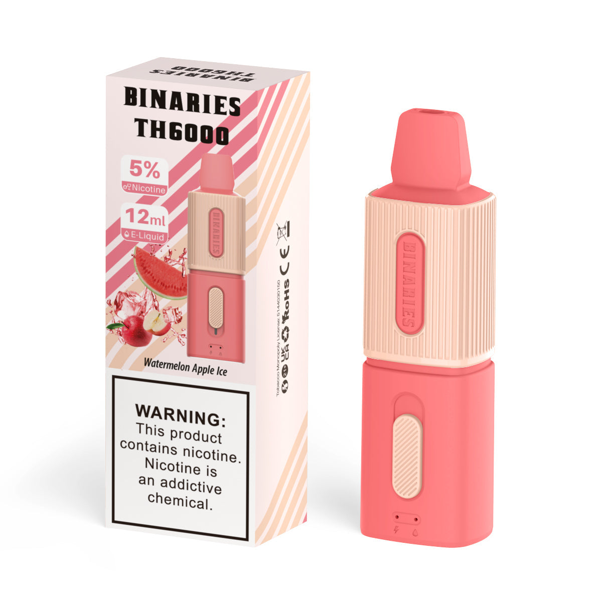 HorizonTech Binaries Cabin Disposable TH 6000 Puffs 12mL 50mg | MOQ 10 Watermelom Apple Ice with Packaging 