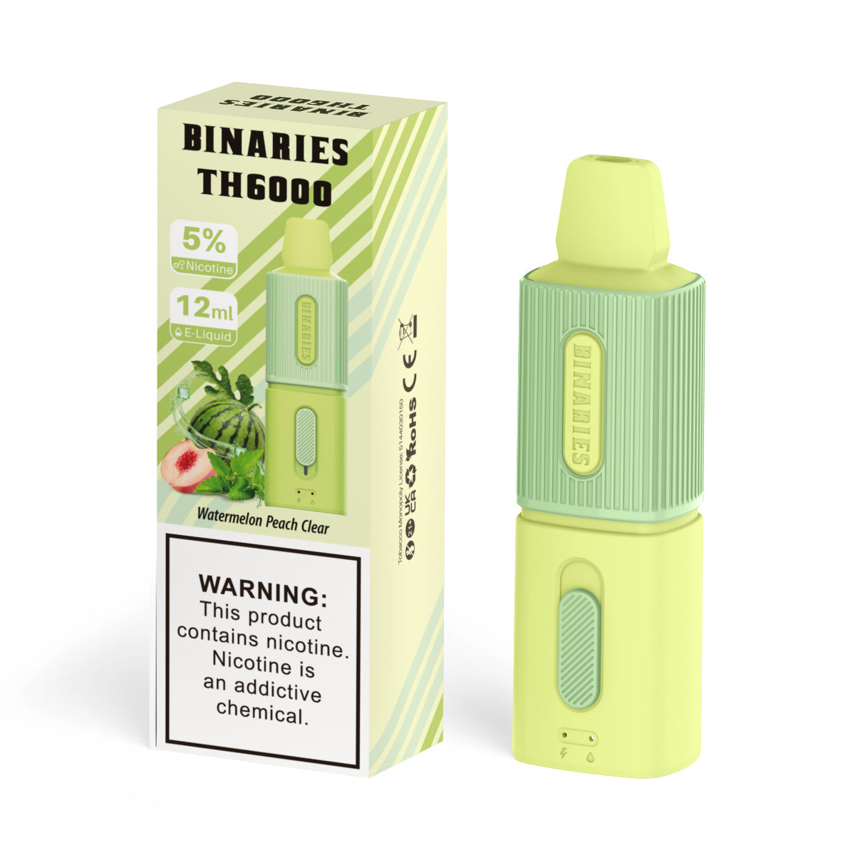 HorizonTech Binaries Cabin Disposable TH 6000 Puffs 12mL 50mg | MOQ 10 Watermelon Peach Clear with Packaging 