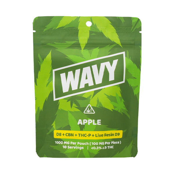 Wavy D8 + CBN + THCP + LR D9 Gummies (1000mg 10ct Pouch) | Apple with Packaging