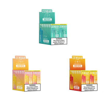 Zen Bar Disposable | 6000 Puffs | 13mL  | 50mg | MOQ 10 | Group Photo with packaging